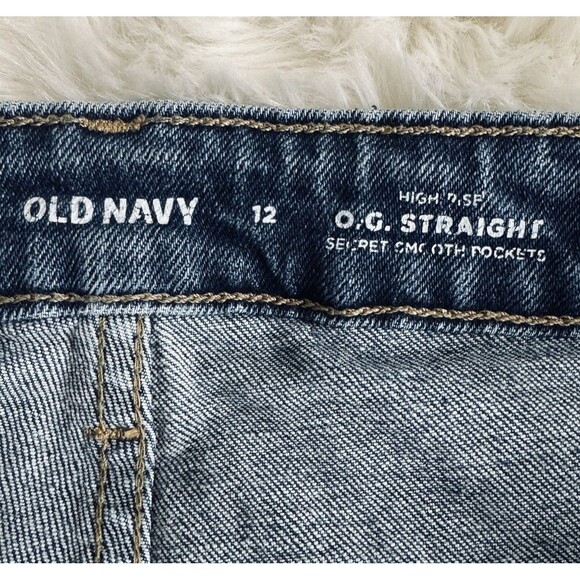Old Navy OG Straight Button Fly Jeans 12 (31x26.5) Blue Tapered Ankle Womens - Picture 4 of 12